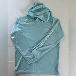 AFTCO Aqua Blue Youth Samurai Hood Performance LS Shirt
